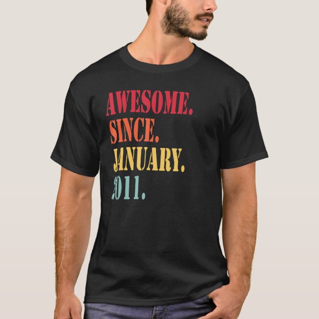 T-shirt Magnifique Depuis Janvier 2011 Pour 11 Ans 11E B (Devant)