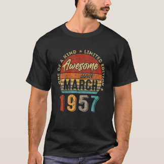 T-shirt Magnifique Depuis Mars 1957 Vintage 65E Anniversai