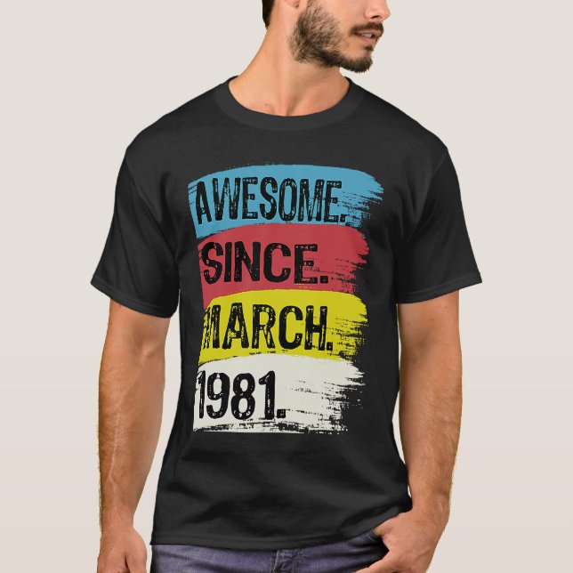 T-shirt Magnifique Depuis Mars 1981 Pisces Man Aries Girl  (Devant)