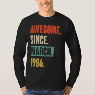 T-shirt Magnifique Depuis Mars 1986 Anniversaire 37ème Déc