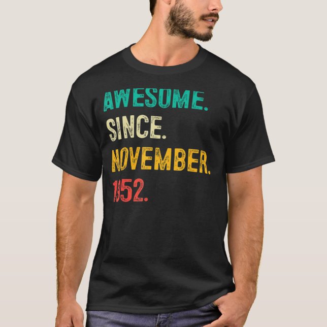 T-shirt Magnifique depuis novembre 1952 70e anniversaire 7 (Devant)