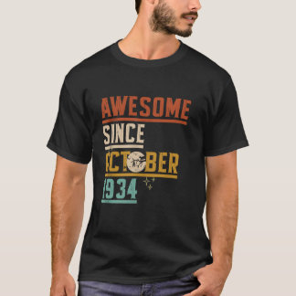 T-shirt Magnifique Depuis Octobre 1934 Lune Chat Chat Hal