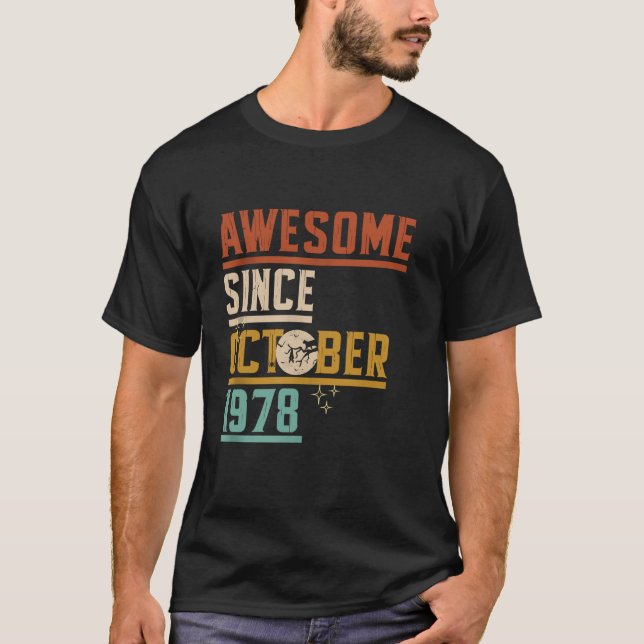 T-shirt Magnifique Depuis Octobre 1978 Lune Chat Chat Hal  (Devant)
