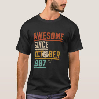 T-shirt Magnifique Depuis Octobre 1987 Lune Chat Chat Hal