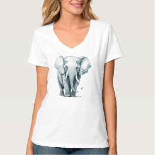 T-shirt Magnifique éléphant gris avec feuille tombante