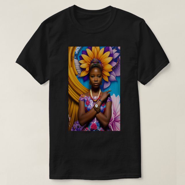 T-shirt Magnifique femme africaine avec montre (Design devant)