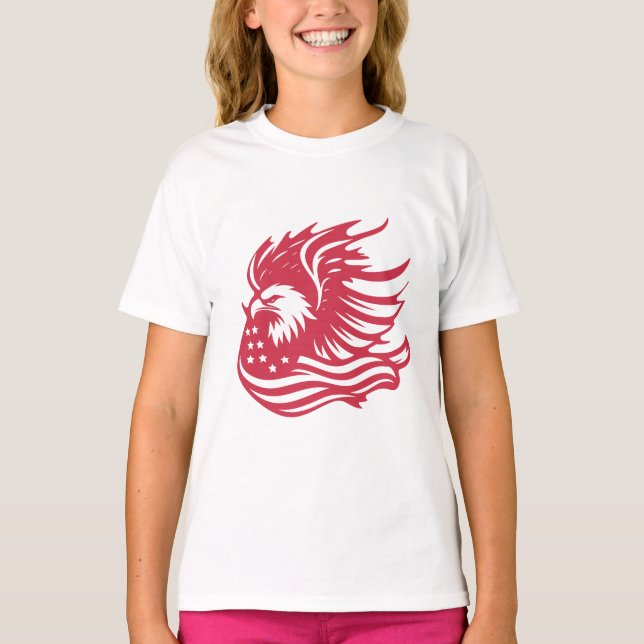 T-shirt Magnifique oeuvre numérique d'aigle patriotique (Devant)