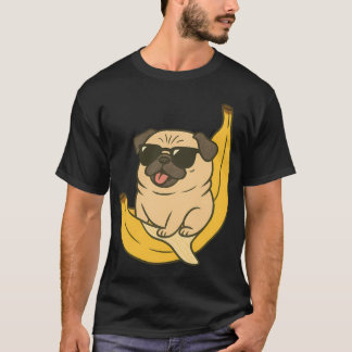 T-shirt Magnifique Pug avec des Lunettes de Soleil sur une