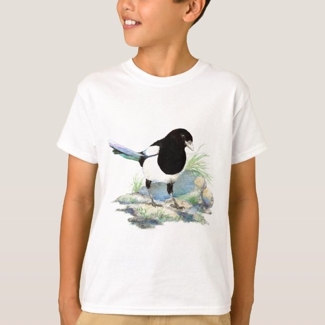 T-shirt Magpie - Aquarelle Oiseau (Devant)