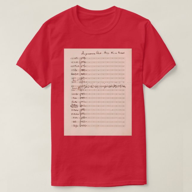 T-shirt Mahler Symphony 5 Score manuscrit original (Design devant)
