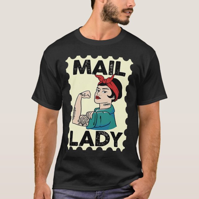 T-shirt Mail Carrier Postal Worker Postman Mail Lady Stamp (Devant)