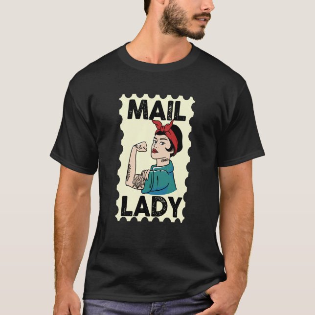 T-shirt Mail Carrier Postal Worker Postman Mail Lady Stamp (Devant)