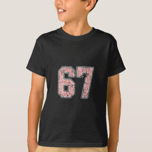T-shirt Maillot de joueur femme rose et blanc numéro 67