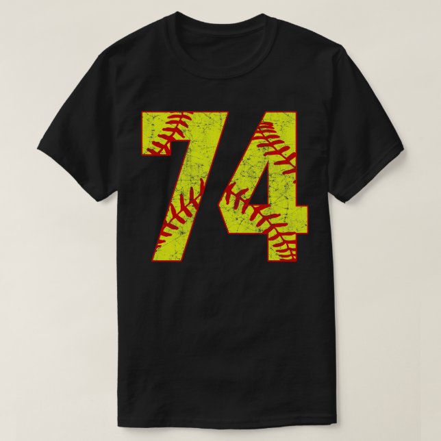 T-shirt Maillot de softball à lancer rapide numéro 74 74 S (Design devant)