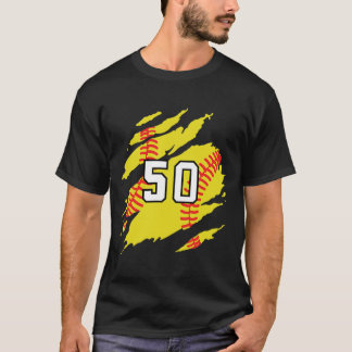 T-shirt Maillot de softball numéro #50 Joueur de sport Fan