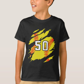T-shirt Maillot de softball Numéro #50 Joueur de sport Fan