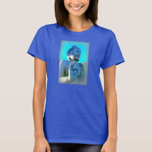 T-shirt main bleue de mudra de Bouddha