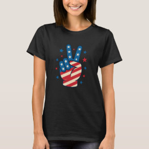 T-shirt Main de la paix drapeau États-Unis 4 juillet