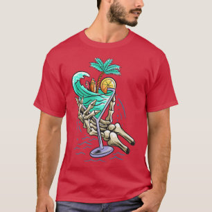 T-shirt Main de l'été Plage Squelette Cocktail Été 2022 Mo
