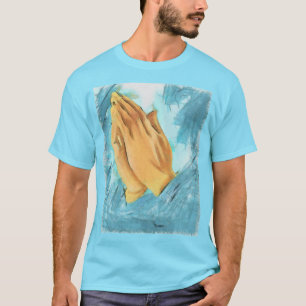 T-shirt Main de prière (arrière - plan bleu)