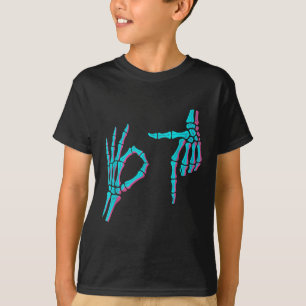 T-shirt Main de squelette drôle six sept 6 7 mème 67 Hallo