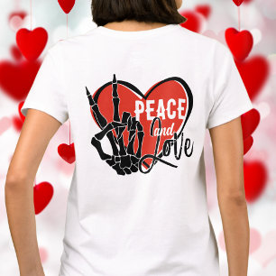 T-shirt Main de squelette moderne Paix et Amour 