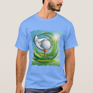 T-shirt Main gantée plaçant une balle de golf
