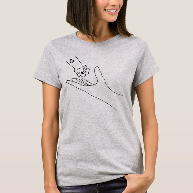 T-shirt Main humaine et Paw (Devant)