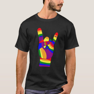 T-shirt Main métallique lourde, cornes diables, drapeau LG