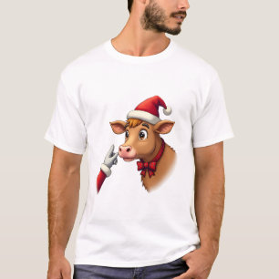T-shirt Main qui fait boop Noël Vache Highland Père Noël F