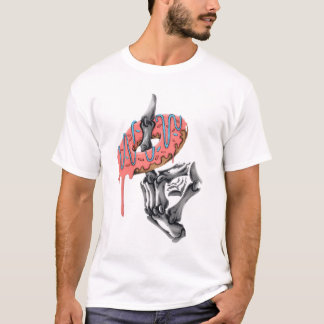 T-shirt Main squelettique tenant un donut – drôle de gothi