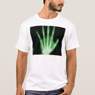 T-shirt Main verte de squelette de rayon X