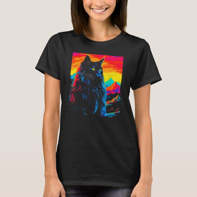 T-shirt Maine Coon Cat Design (Devant)