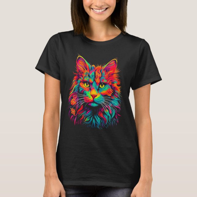 T-shirt Maine Coon Cat Pop Art (Devant)
