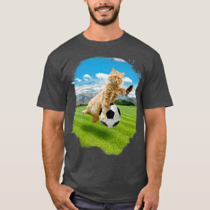 T-shirt Maine Coon Chat Jouer Au Football