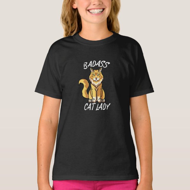 T-shirt Maine Coon Chat Lady Cat Maman (Devant)