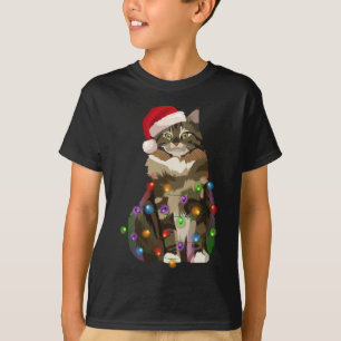 T-shirt Maine Coon Chat Noël Lumières Noël Amoureux des ch