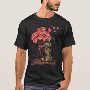 T-shirt Maine Coon drôle Cœur Saint-Valentin Chat Papa Mam