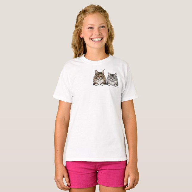 T-shirt Maine Coon & Silver Tabby for Cat lover  (Devant entier)