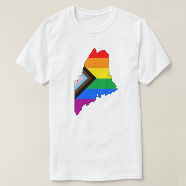 T-shirt Maine State Pride LGBTQ Progress Pride (Design devant)