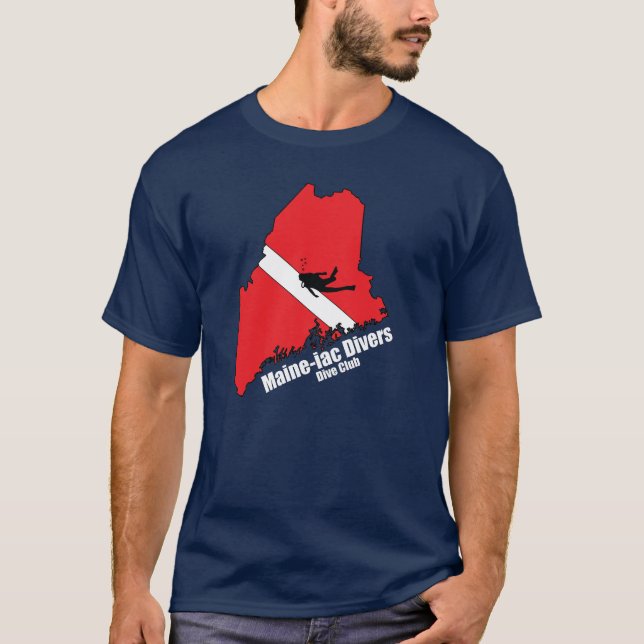 T-shirt Maineiac Divers Silhouette Logo Blanc Lettres (Devant)