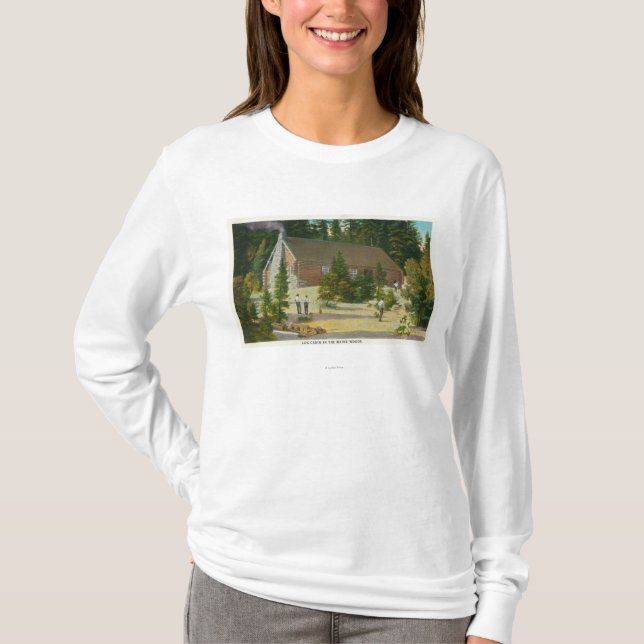 T-shirt MaineView d'un cabine de rondin dans les bois du (Devant)