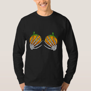T-shirt Mains de squelette tenant des citrouilles Joyeux H