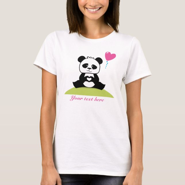 T-shirt Mains faites sur commande de pandas montrant (Devant)
