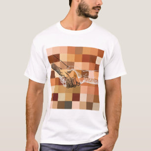 T-shirt Mains noires et blanches tremblent sur des blocs d