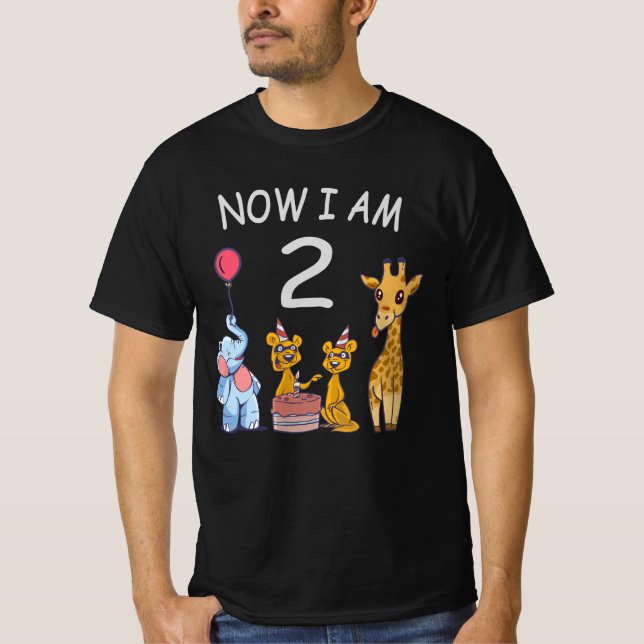 T-shirt Maintenant, j'ai 2 ans 2e anniversaire au Zoo (Devant)