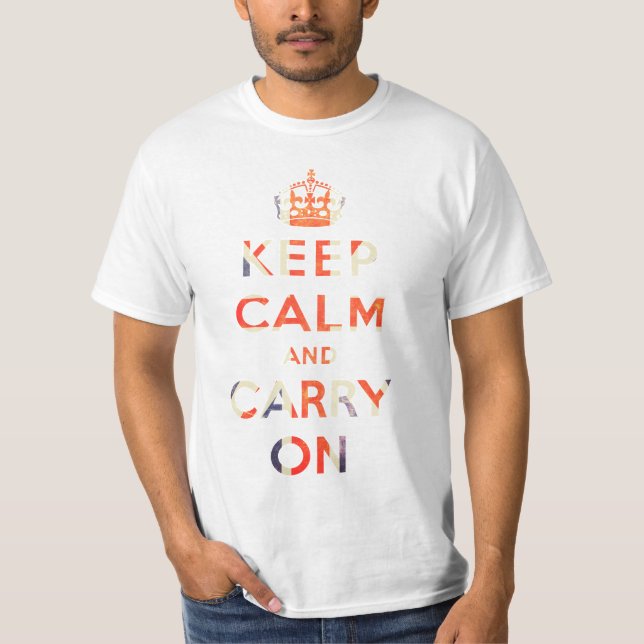 T-shirt maintenez calme et continuez le drapeau d'Union (Devant)