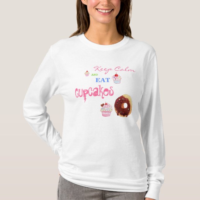 T-shirt Maintenez calme et mangez les petits gâteaux (Devant)