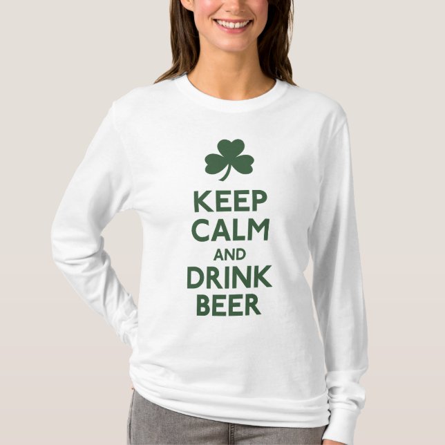 T-shirt Maintenez chemise calme et de boissons de bière (Devant)