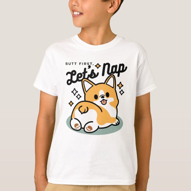 T-shirt Mais d'abord, Nappons - mignon Caricature à bouton (Devant)